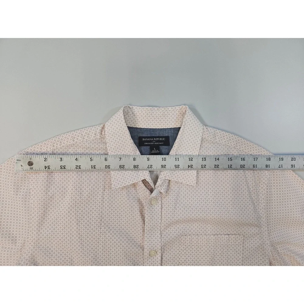 Banana‎ Republic Mens Slim Fit Stretch S/S Button Down Shirt 2 Pack Geometric L